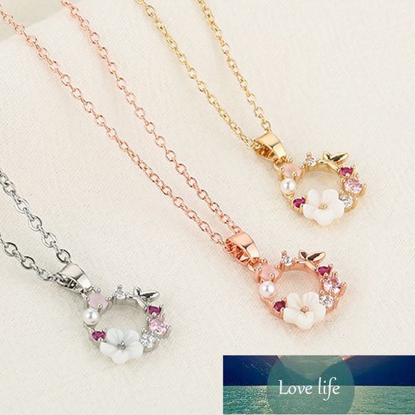 

fashion crystal butterfly pearl necklace zircon flowers shell garland pendant necklaces for women girl wedding party jewelry gif Â factory pr, Silver