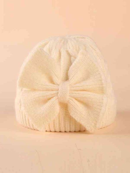 

baby bow decor knit hat she, Yellow
