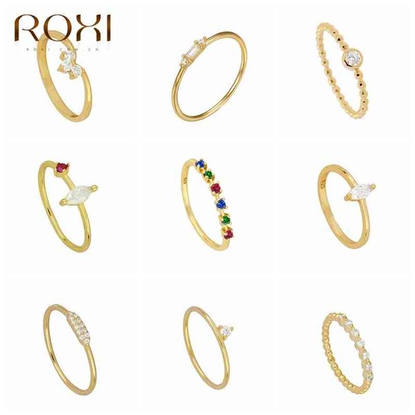 Roxi Arco-íris Cristais De Ouro / Prata Para Mulheres Casamento Jóias Dedo S 925 Sterling Silver Anillos Anillos Anel de noivado