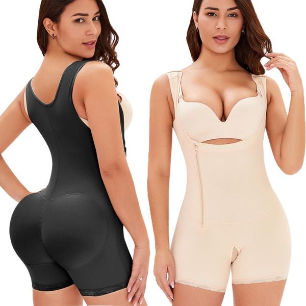 

womens body shaper zip u-design abdomen full shapewear faja girdle belts modeling strap postpartum panty bulifter women's shapers, Black;white