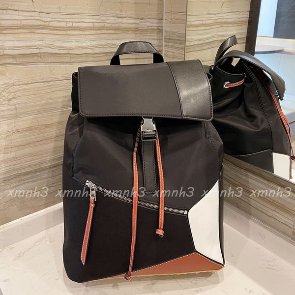 

2023 designer schoolbag fashion stitching leather backpack luxury travel bag large capacity