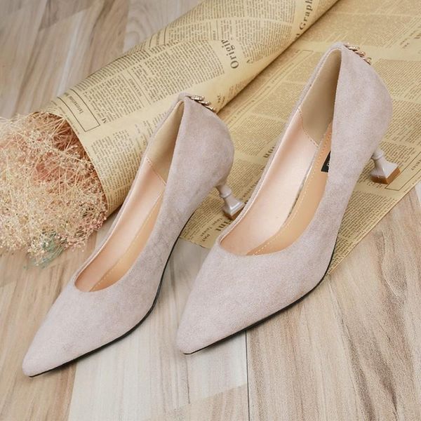 

dress shoes selling solid women pointed toe pumps suede high heels boat shadow wedding zapatos mujer y21-60, Black