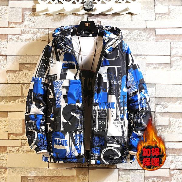 

men's down & parkas winter fashion youth cotton men jacket coats causal hooded camouflage english elements korean casacosstyle, Black