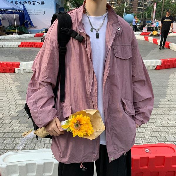 

men's jackets summer thin jacket fashion multicolor pocket utility men streetwear loose breathable sun protection mens, Black;brown