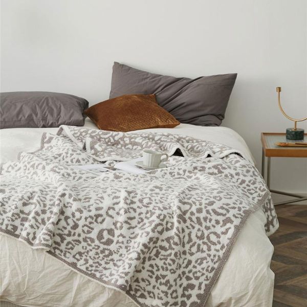 

blankets svetanya light grey leopard print knitted summer quilted thread blanket throws acrylic microfiber nap air-conditional bedspread