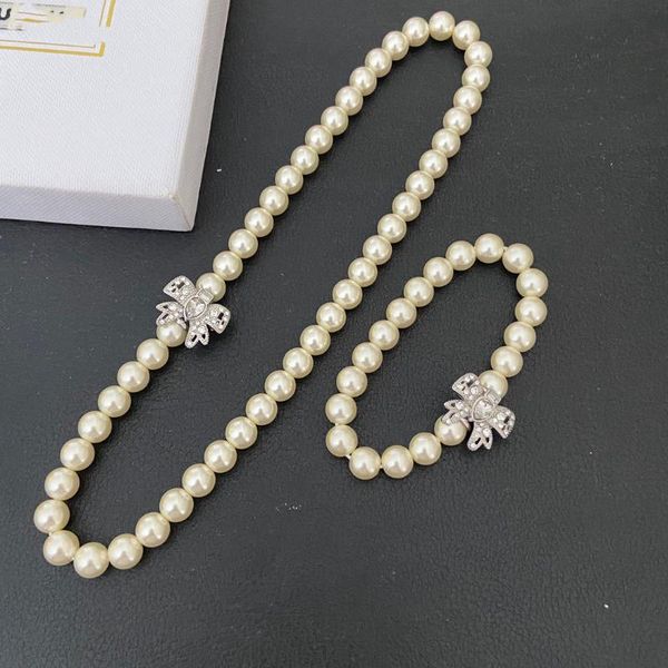 

pendant necklaces pearl bow necklace bracelet girly feeling simple, Silver