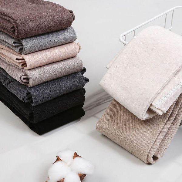 

women's leggings high waist cotton bottomed pants skinny slim stretch knitted thick hip lift trim legs women, Black