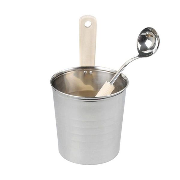 

bath accessory set 4l luxurious finnish sauna stainless steel bucket with long handle spoon ladle barrel accessories for spa