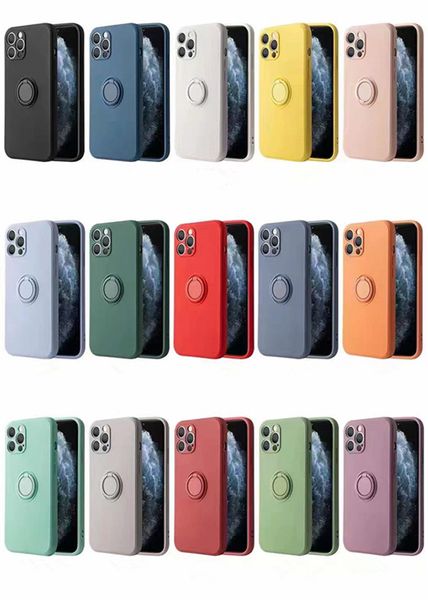 

solid skin feeling cell phone cases for samsung s22 plus s21 ultra iphone 13 12 11 integrated ring support phone cover