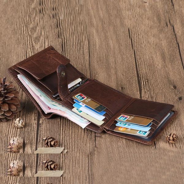 

genuine leather business wallet cards holders po package vintage short style holder wallets, Red;black