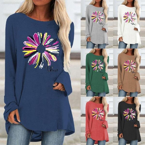 

women's t-shirt autumn and winter fashion printing graphic tee loose shirt casual plus size long sleeve women clothing, White