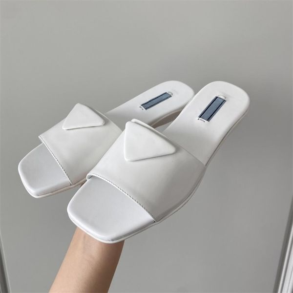 

69% off store online direct sale high-end 2021 summer new flat slippers triangle square head solid color open toe women's shoes, Black