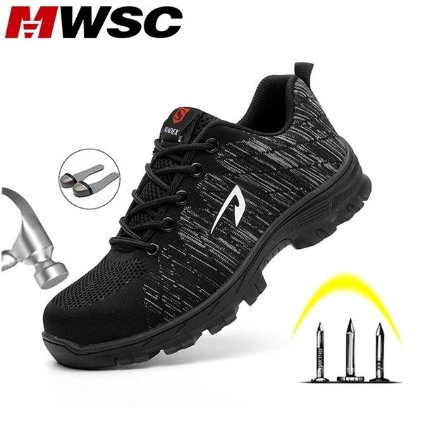

mwsc men safety shoes boots breathable work for protective steel toe cap indestructible construction 211217, Black;brown