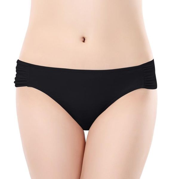 

women's swimwear shekini shirred side low-rise hipster bikini bottom for women, White;black