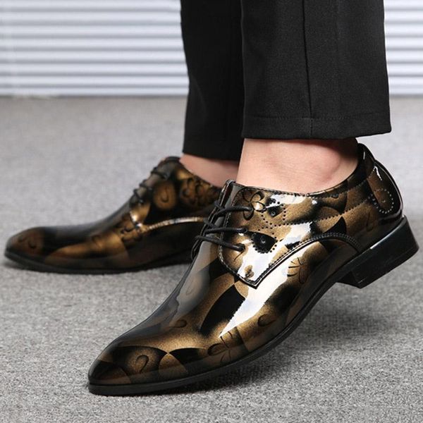 

dress shoes men's patent leather oxfords formal pointed toe, Black