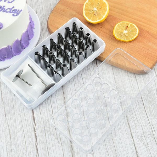 

baking & pastry tools 27pcs/set nozzles icing piping stainless steel flower cream tips bag cupcake cake decorating
