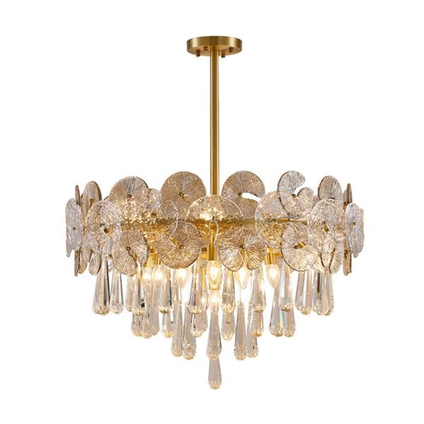 

chandeliers luxury crystal chandelier lamp led glass light gold foyer lotus flower hang american european bedroom