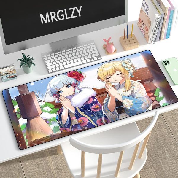 

mouse pads & wrist rests cute girl ayaka anime pad genshin impact large mousepads gaming accessoroes lapmechanical keyboard desk mat