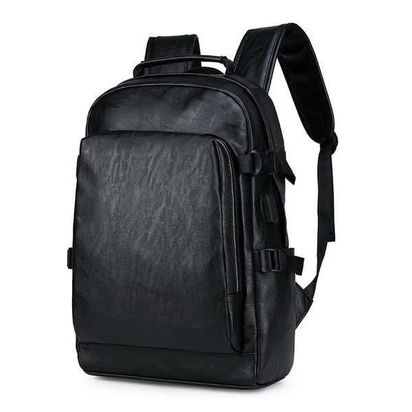 

weinido men's pu leather backpack simple solid color outdoor 14 inch notebook