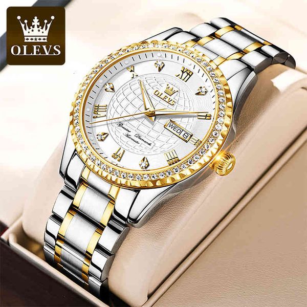 

olevs new business men decorative automatic mechanical clock tyrant gold lighter turn 30m waterproof s male hombre 6616, Slivery;brown