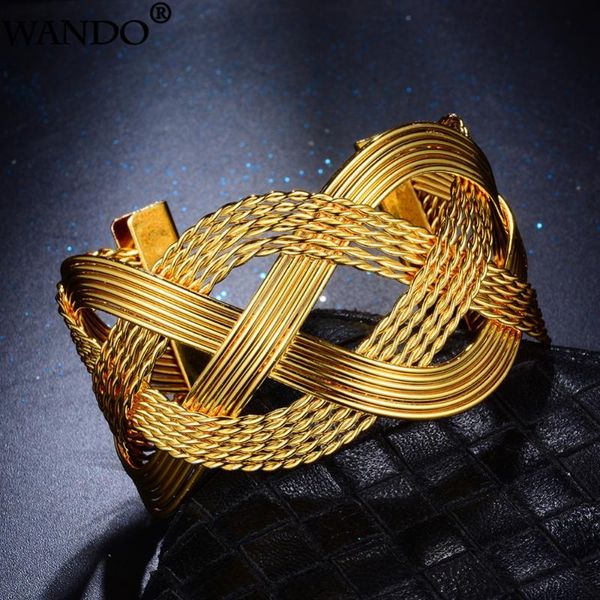 

wando gold colour hyperble bangle for women wave rattan twisted hollow ramadan bracelet island surfer jewelry 3.7cmwidth b2-3, Black