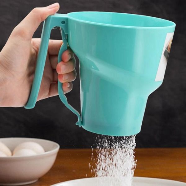 

baking & pastry tools blue home kitchen funnel shape flour sifter fine mesh powder sieve icing sugar manual cup