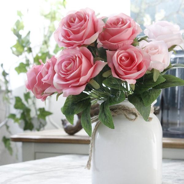 

wedding decoration artificial flowers 7 heads french rose flores bouquet fake flower arrange table home decoration accessories
