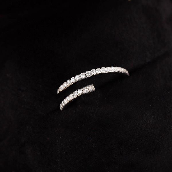 

v gold luxury quality charm punk band ring with all diamond in platinum color for women wedding jewelry gift have box stamp ps7347, Silver