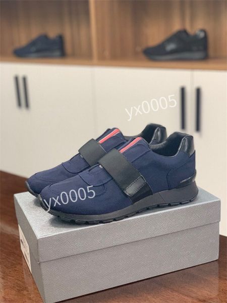 

prad designer men shoes sneaker luxury casual shoe's genuine leather fashion women thick bottom increase runner mixed letters trainers, Black