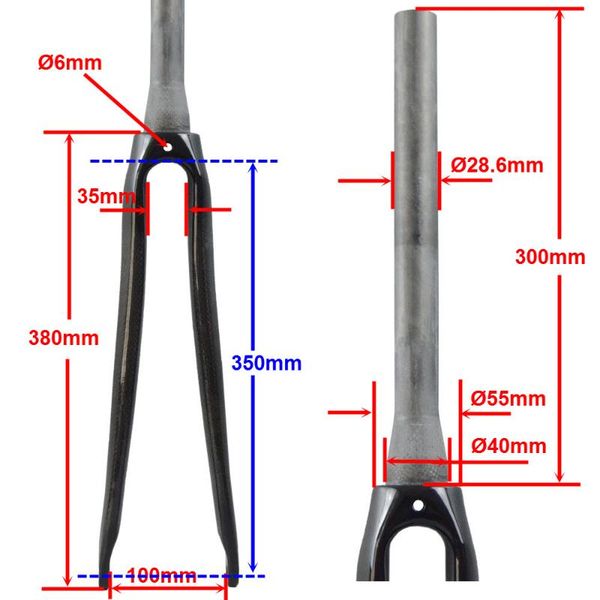 

bike forks carbon road wheel parts fork 700c brake barrel axle 28.6mm 3 k gloss fosco accessories