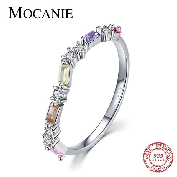 

cluster rings mocanie multi-color crystal irregular ring for women hight quality 925 sterling silver zirconia wedding engagement jewelry, Golden;silver