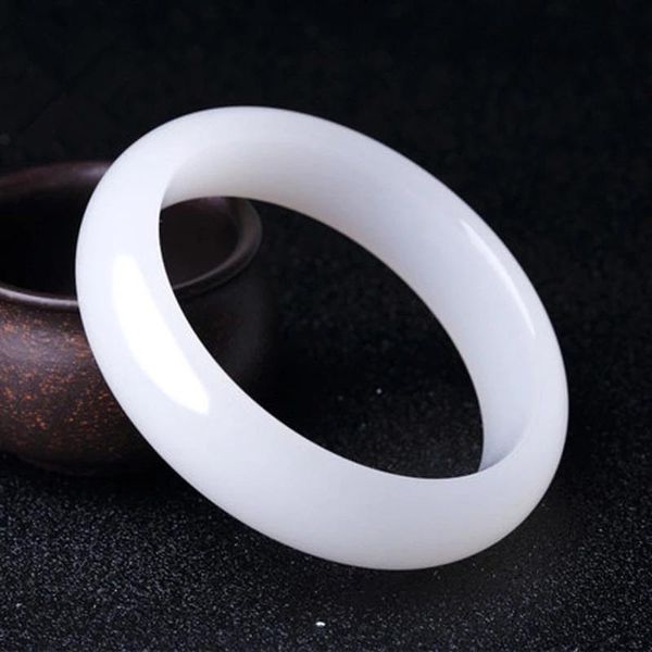 

bangle genuine bianco naturale giada del braccialetto di fascino dei monili accessori moda mano a mano-intagliato, Black