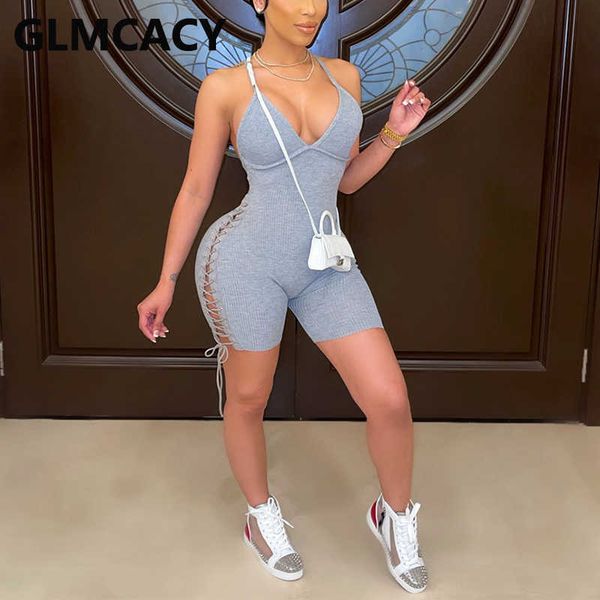 

women spaghetti strap lace up bodycon romper 210702, Black;white