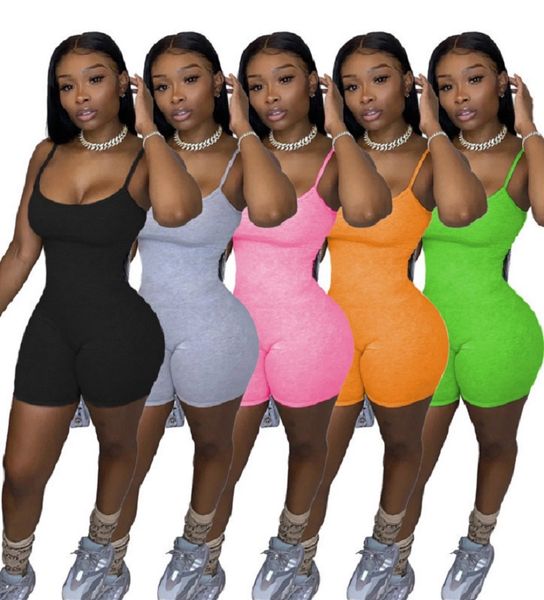 

designer women short jumpsuit pajama summer onesies sleeveless playsuits rompers plus size dhl solid color lady clothing 870, Black;gray