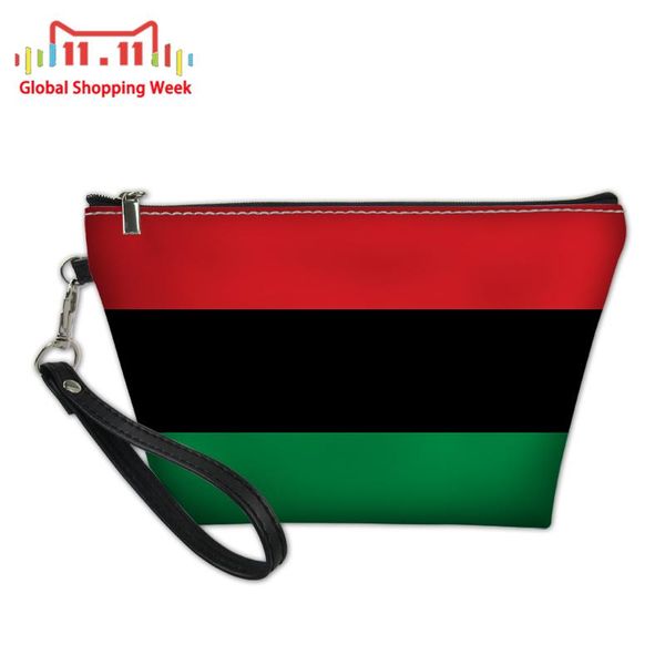 

pan african unia flag print makeup bags causal women cosmetic case 3d toiletry bag for travel organizer make up 2021 & cases
