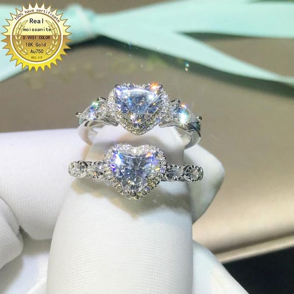 

cluster rings 18k goldr ring 1ct d vvs moissanite engagement&wedding jewellery with certificate 014, Golden;silver
