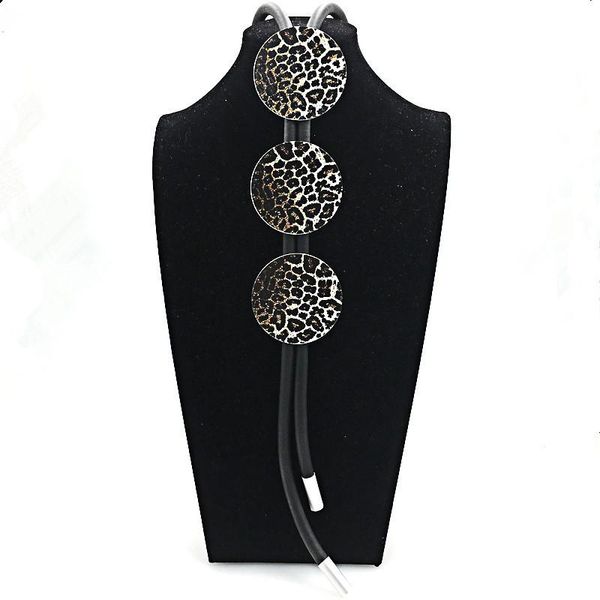 

pendant necklaces yd&ydbz leopard print big round long necklace for women bohemia black leather rope celebrity jewelry decoration, Silver