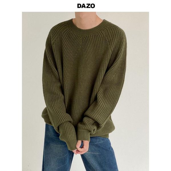 

men's sweaters draping loose pullover sweater wild lazy style korean round neck thick and handsome in winter, White;black