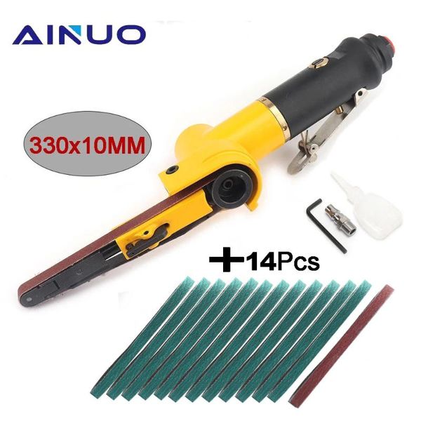 

pneumatic tools 3/8" air belt sander set angle grinding machine with 3pcs 5pcs 10pcs sanding belts welding parts 10*330mm