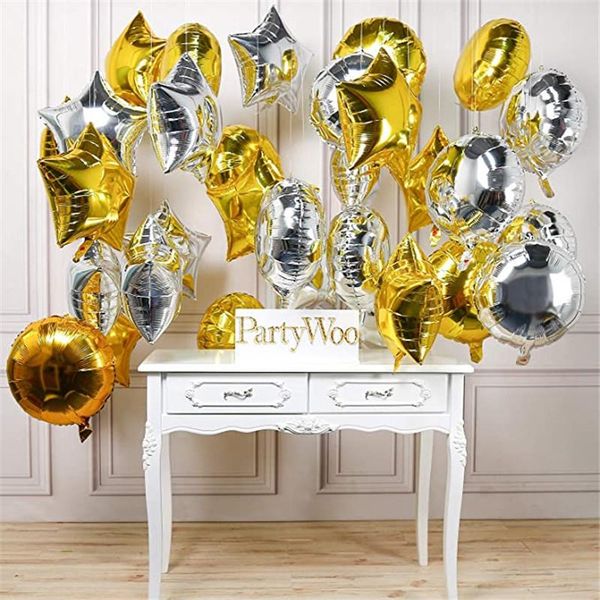 

party decoration 18inch gold heart balloon garland moon stars banner wedding birthday decor gender reveal backdrop christmas foil balloons
