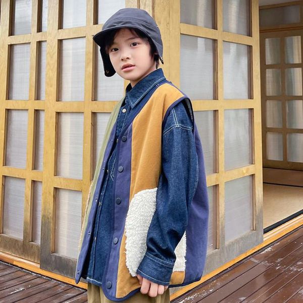 

waistcoat autumn spring thicken vest boys sleeveless single breasted coats children outdoor ccasual warm thank clothing 5-14 years, Camo
