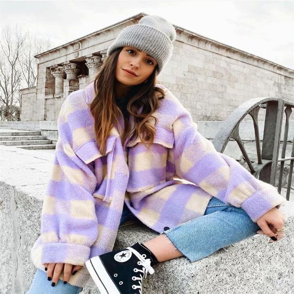 

women's button down jacket classic long sleeve plaid print lapel coat with pockets shirt overcoat outwear female outfits jackets, Black;brown