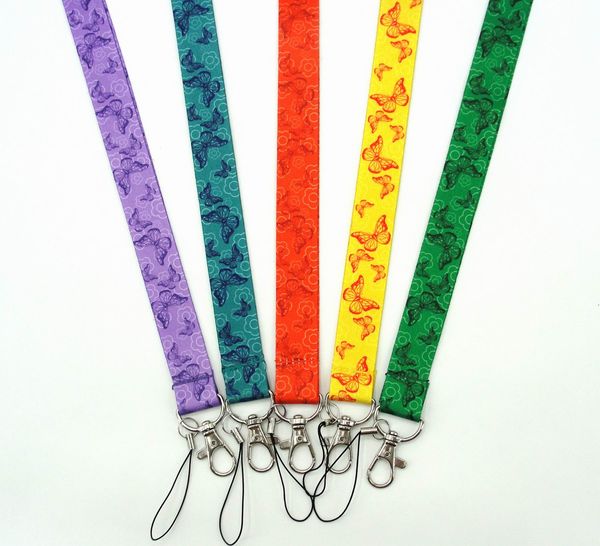 Handy-Riemen, Charms, Schmetterlings-Lanyards für Schlüssel, Umhängeband, für Kartenabzeichen, Fitnessstudio, Schlüsselanhänger, Schlüsselband, Schlüsselhalter, DIY-Hängeseil-Schlüsselanhänger