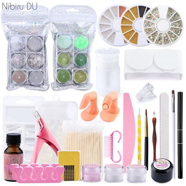 

nail extension poly set powder brushes glitter clipper file fast building gel polish acrylic nails art manicure tools kit1