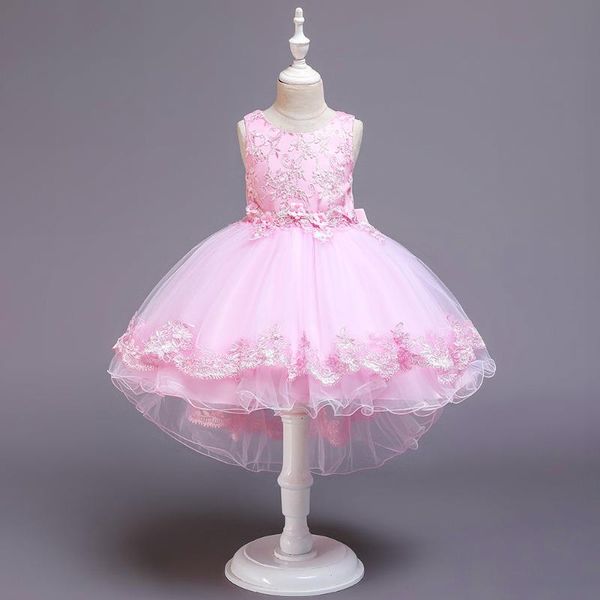 

girl's dresses sweet kids birthday wedding evening wear junior elegant high low for girls violin party dress children, Red;yellow