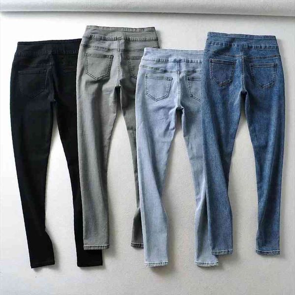 

jeans for women skinny high waist buttons blue slim stretch pencil pants jeans woman gray denim pants feminina