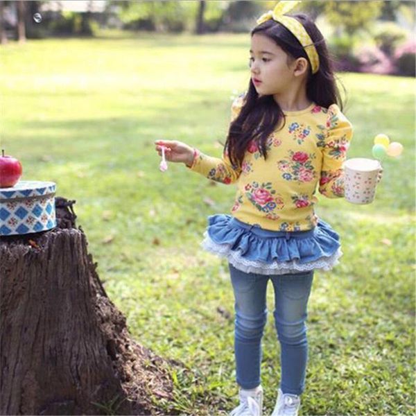 

trousers spring girls denim pants blue toddler girl lace jeans soft kids children summer infant skirt