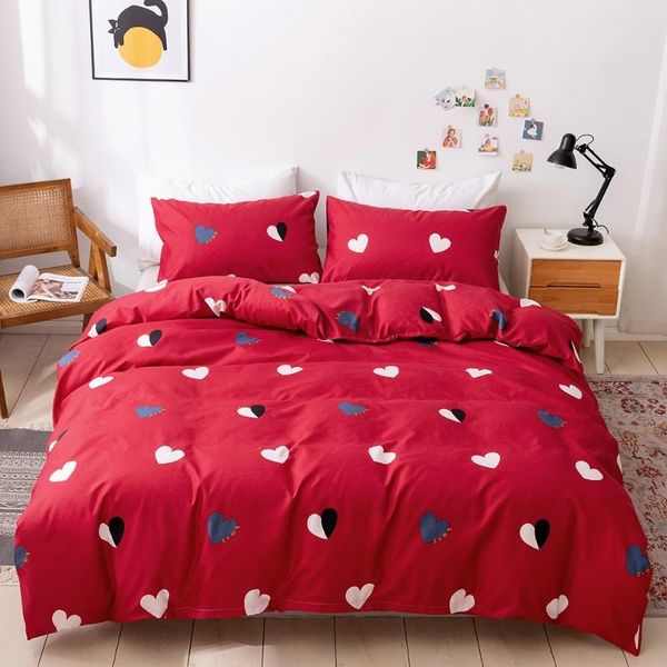 

bedding sets 2021 style love printing 100% polyester set 1 duvet cover + 1/2 pillowcases bed in a bag (no sheet).