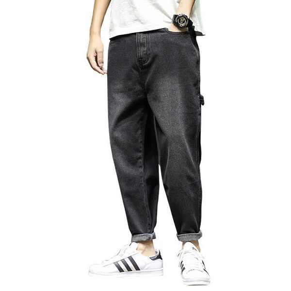 

men's jeans pants autumn fashion cotton black loose casual harem pant jogger trousers streetwear plus size -5xl, Blue