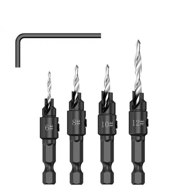 

professional drill bits 4/5pcs woodworking countersink bit set hss twist drilling tool milling cutter for carpentry chamfer hole saw